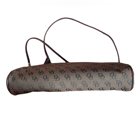 DD Brown Double Stitched Logo Fabric Silver Hardware Crossbody Lightweight Bag - Picture 3 of 5